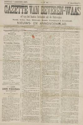 Gazette van Beveren-Waas 07/08/1887
