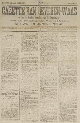 Gazette van Beveren-Waas 14/08/1887