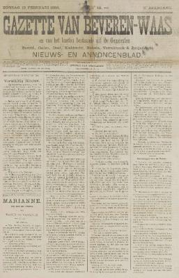 Gazette vann Beveren-Waas 19/02/1888