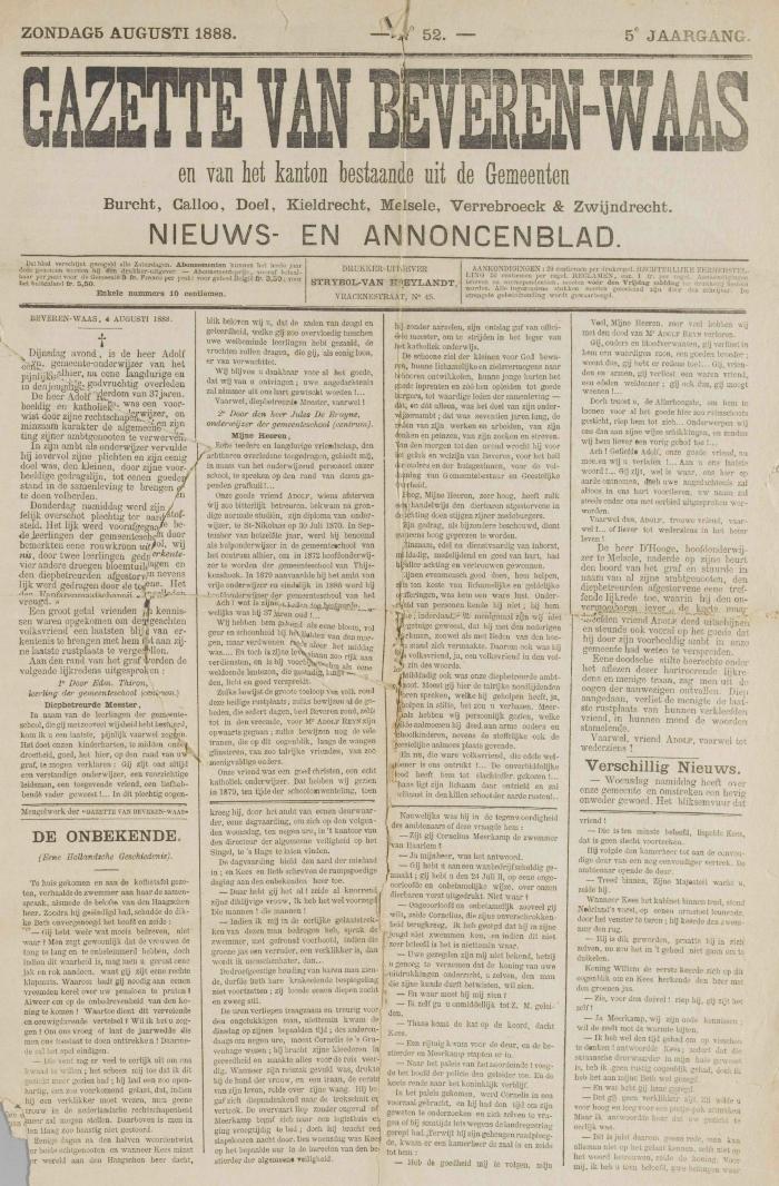 Gazette van Beveren 05/08/1888