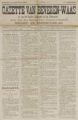 Gazette van Beveren-Waas  26/02/1888