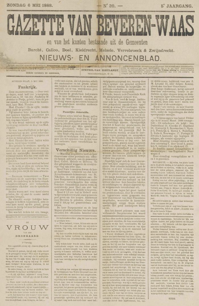 Gazette van Beveren-Waas 06/05/1888