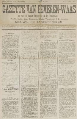 Gazette van Beveren-Waas 21/08/1887