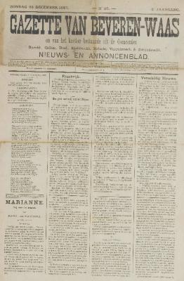 Gazette van Beveren-Waas 25/12/1887