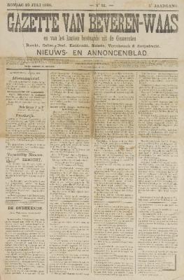 Gazette ven Beveren-Waas 29/07/1888