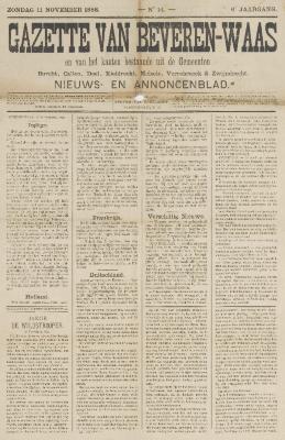 Gazette van Beveren-Waas 11/11/1888