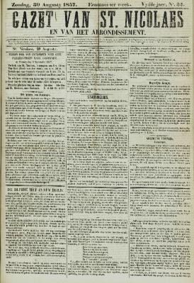 Gazet van St. Nicolaes 30/08/1857