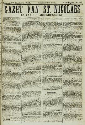 Gazet van St. Nicolaes 17/08/1856