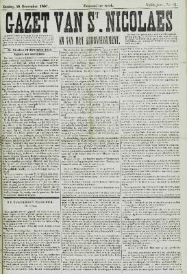 Gazet van St. Nicolaes 20/12/1857