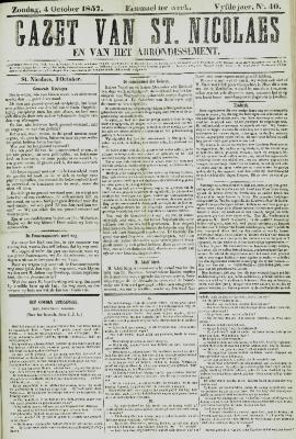 Gazet van St. Nicolaes 04/10/1857