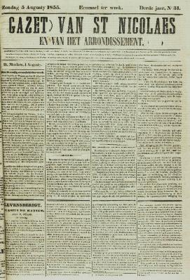 Gazet van St. Nicolaes 05/08/1855