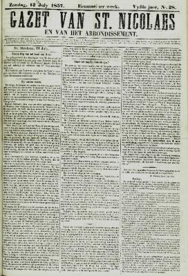 Gazet van St. Nicolaes 12/07/1857