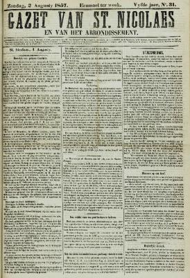 Gazet van St. Nicolaes 02/08/1857