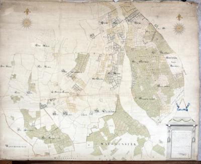 Kaart van heerlijkheden het Beverse, Puiembeke, Paddeschoot en Aarschot te Sint-Niklaas, 1786 