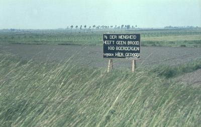 Protestbord tegen de industrialisering van het Waasland