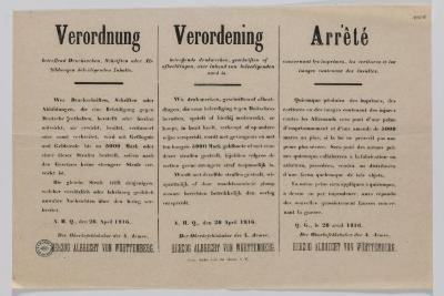 1916- Verordening betrefffende verspreiding van drukwerk van beledigende aard. 