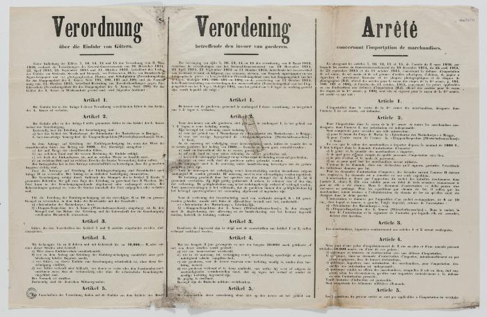 1916- Verordening betreffende de invoer van goederen deel 1