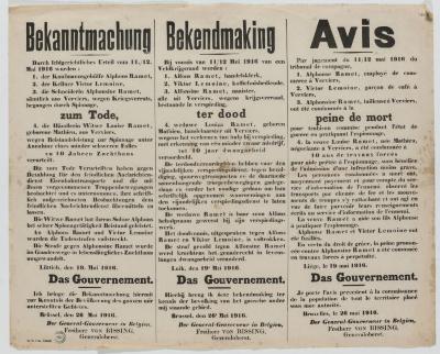 1916- Bekendmaking veroordeling