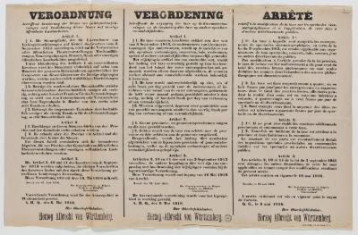 1916- Verordening ivm taxen voor de kinemavertoningen