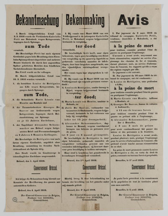 1916- Vonnis voor spionage