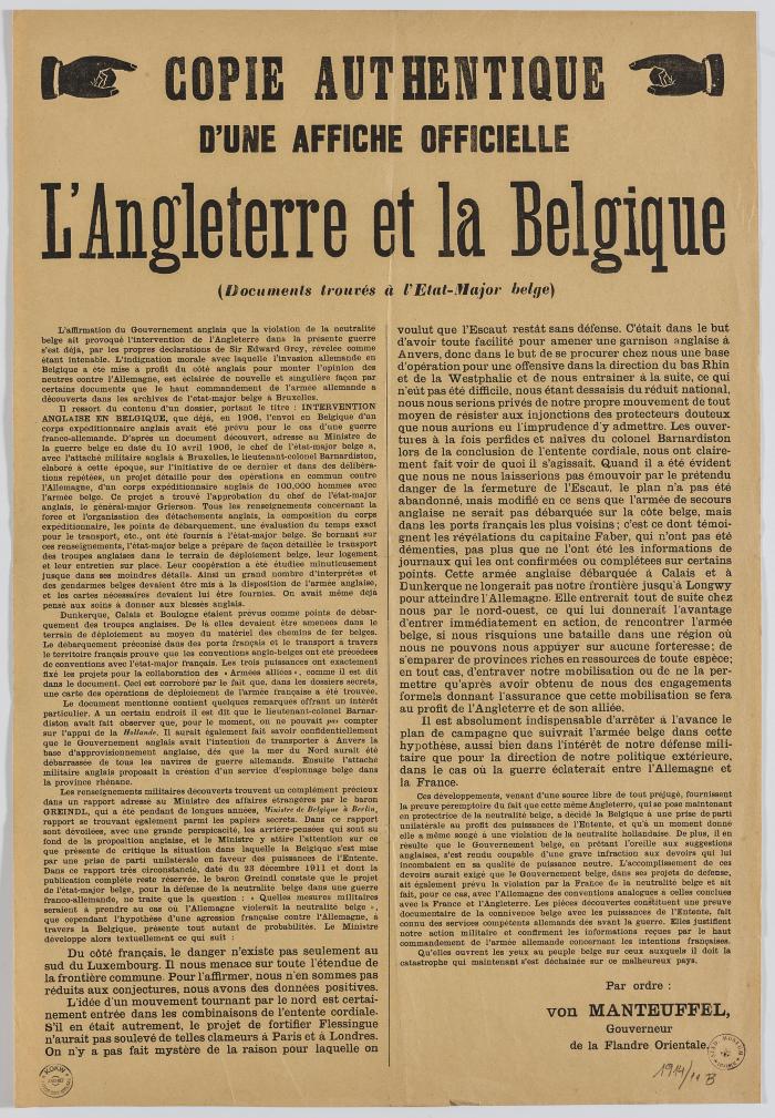 1914-Copie Authentique d'une affiche officielle