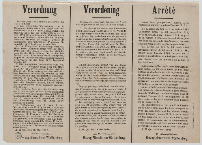 1916- Verordening ivm toevluchtshuizen en krankzinnigengestichten