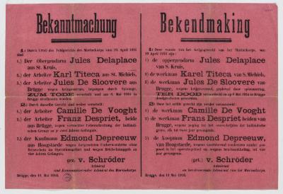 1916- Bekendmaking veroordelingen