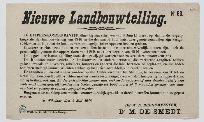 1916- Nieuwe Landbouwtelling