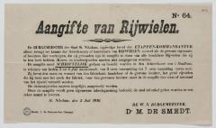 1916- aangifte van rijwielen