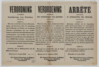 1916- Verordening i.v..m. het voorbrengen van paarden