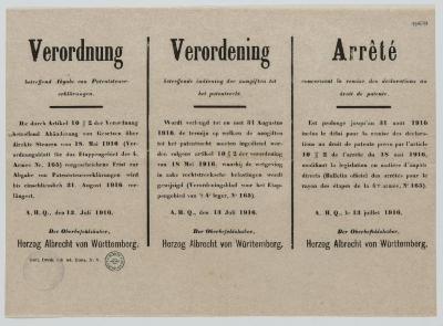 1916- Verordening ivm patentrecht