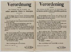 1916- Verordening i.v.m. De verkoop en de uitvoer van goederen uit Antwerpen