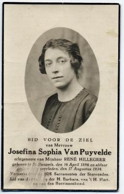 Bidprentje, Van Puyvelde Josefina Sophia