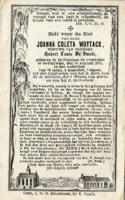 Bidprentje, Wuytack Joanna Coleta