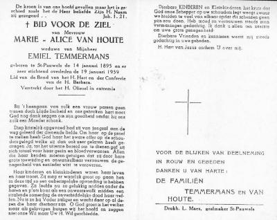 Bidprentje, Van Houte Marie Alice