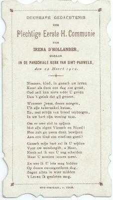 Communie Eerste D'hollander Irène