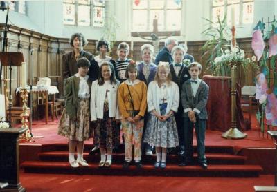 Communie Plechtige 1990 Thijs Anne-Marie catechist