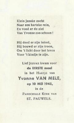 Communie Eerste Van Mele Yvonne