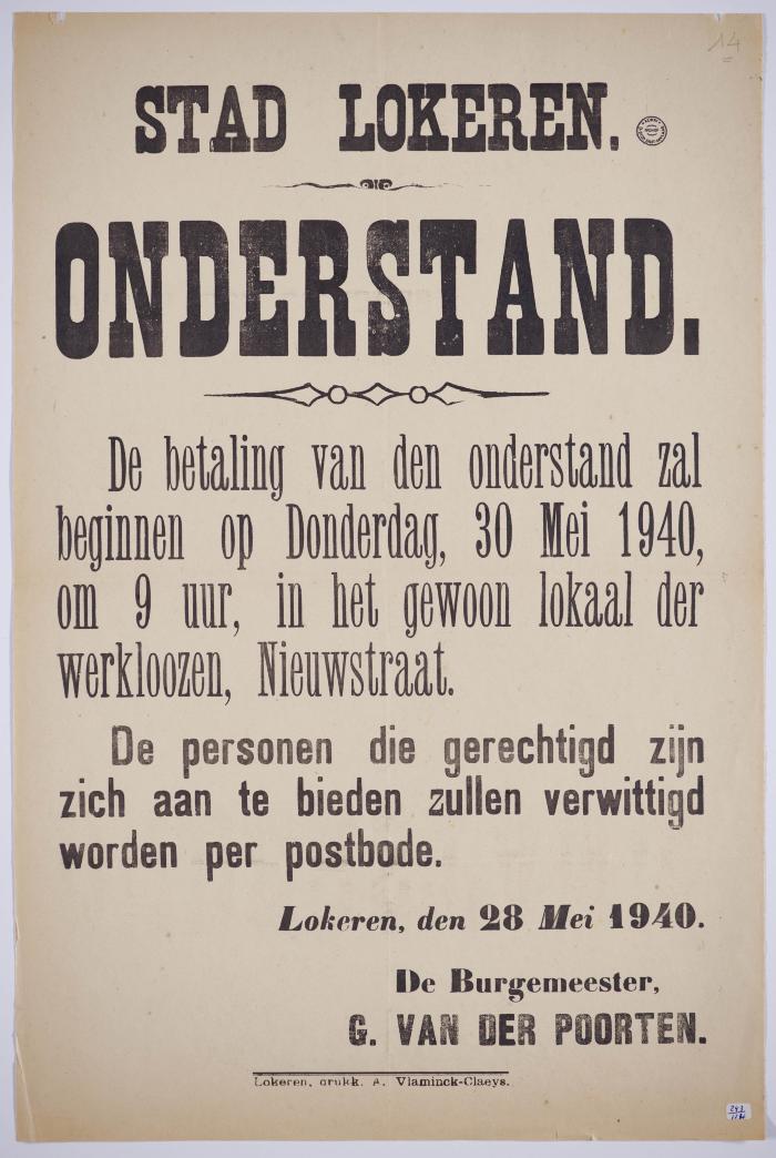 Betaling van Onderstand.           
