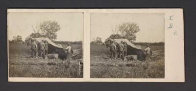 Stereobeeld Gustaaf Drossens, Nieuwpoort: balladeuse van 105 mm (juni 1918) 